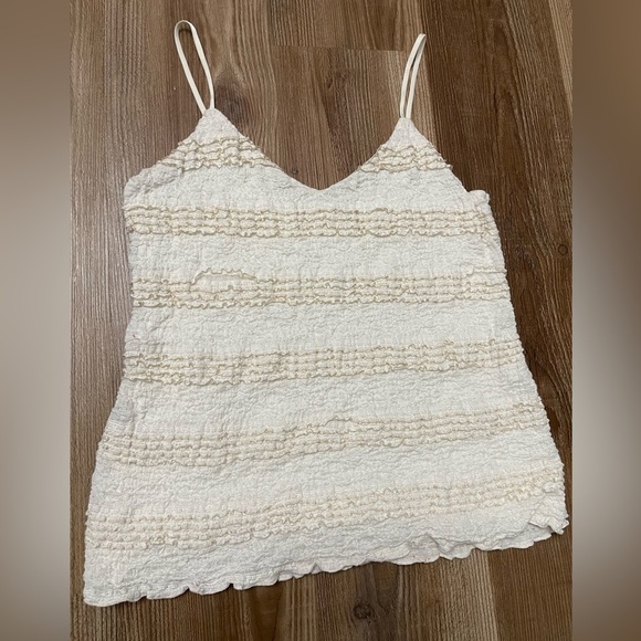 Banana Republic Tops - Banana Republic Cream White Gold Cami Tank Lace Size Medium